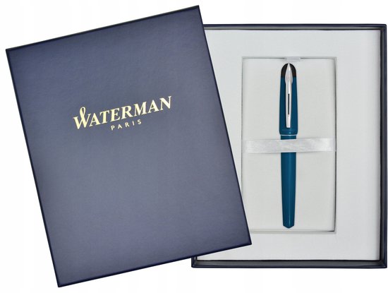 Waterman Hémisphère Vulpen | Zwarte en Witte lak met palladium-gecoate afwerkingen | roestvrijstalen medium penpunt | met Geschenkdoos