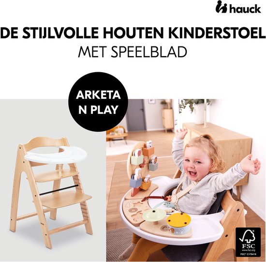 hauck Arketa N Play Set - chaise haute pour enfant - certifiée FSC® - Natural