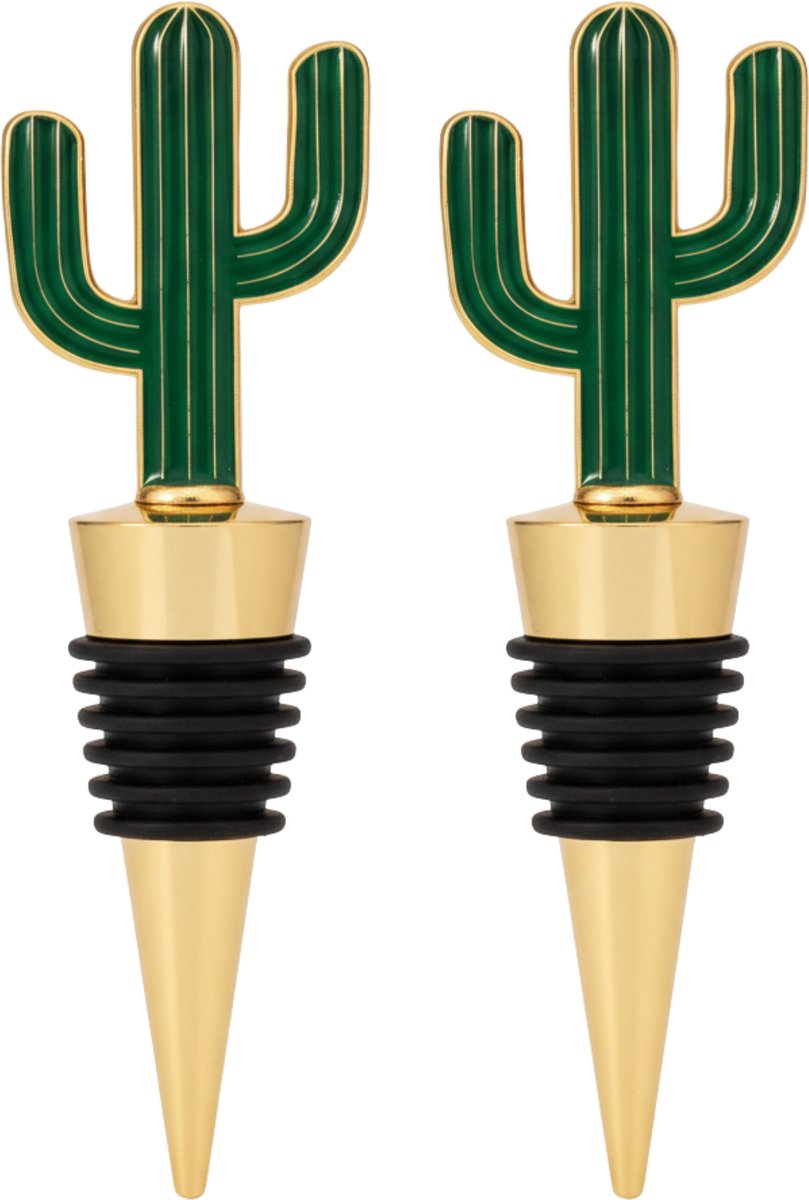 Wijnstopper - Mooie wijnstopper voor een chique gevoel - Goude kleur cactus - 2 stuks