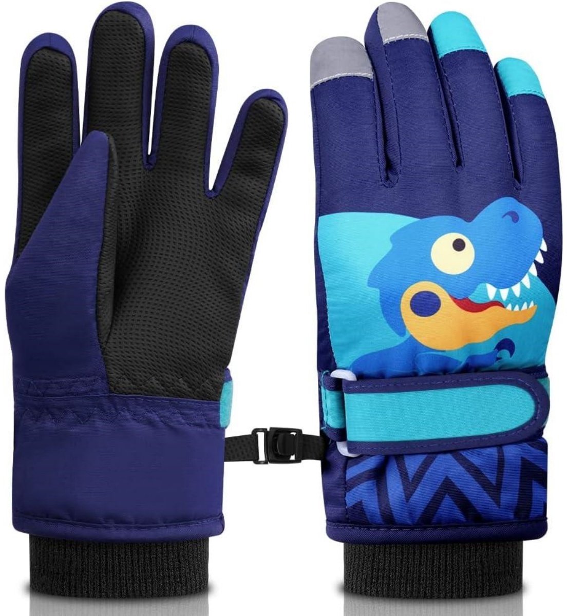 GELLDG Kinderskihandschoenen Kinderhandschoenen Winterskihandschoenen geschikt voor jongens en meisjes Waterdichte en winddichte fleece handschoenen Verstelbare manchetten Geschikt voor snowboarden klimmen skiën fietsen Blauw