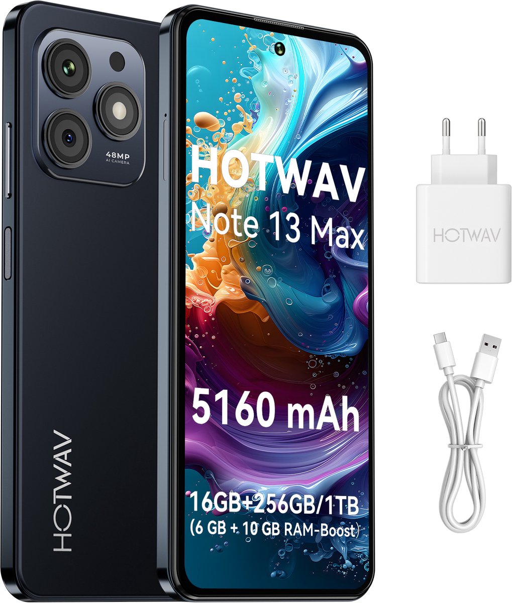 HOTWAV Note 13 Max mobiele telefoon senioren - Smartphone - 256GB - Zwart - mobiele telefoon zonder abonnement - 2 jaar garantie - Met Transparante Hoes - 4G Dual SIM – foto 4