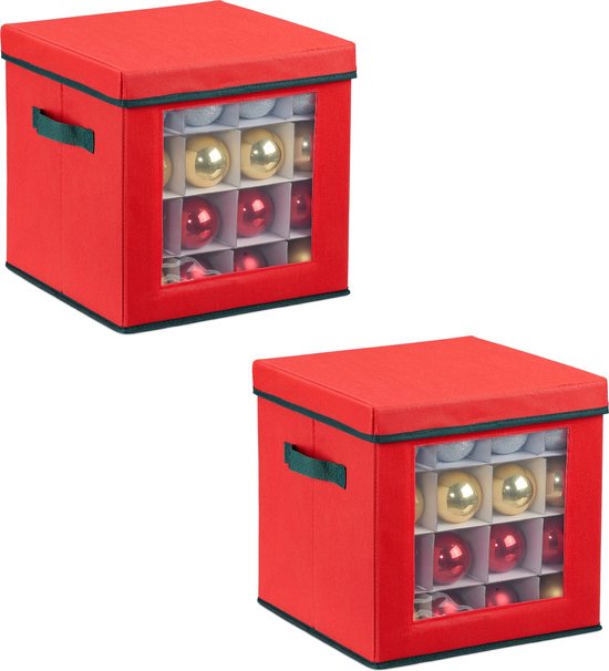 Opbergbox - voor 125 kerstballen - 38 liter - rood deksel Opbergbox - voor 125 kerstballen - 38 liter - rood deksel