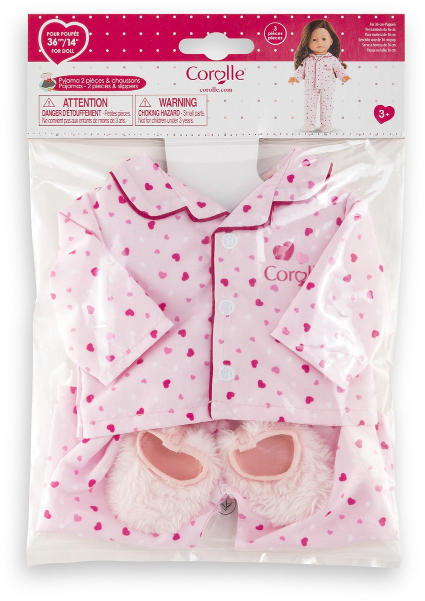Corolle Ma poppenpyjama en slofjes - hartjes - 36cm