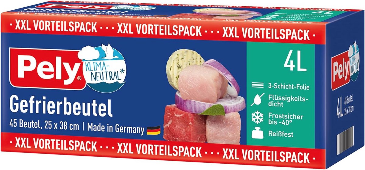 Vrieszakken 4 liter - 45 stuks - Voordeelverpakking - Scheurvast en Klimaatneutraal