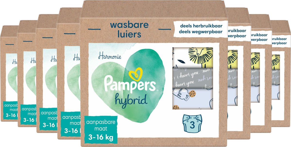 8x Pampers Harmonie Hybrid Wasbare Luiers 3 stuks