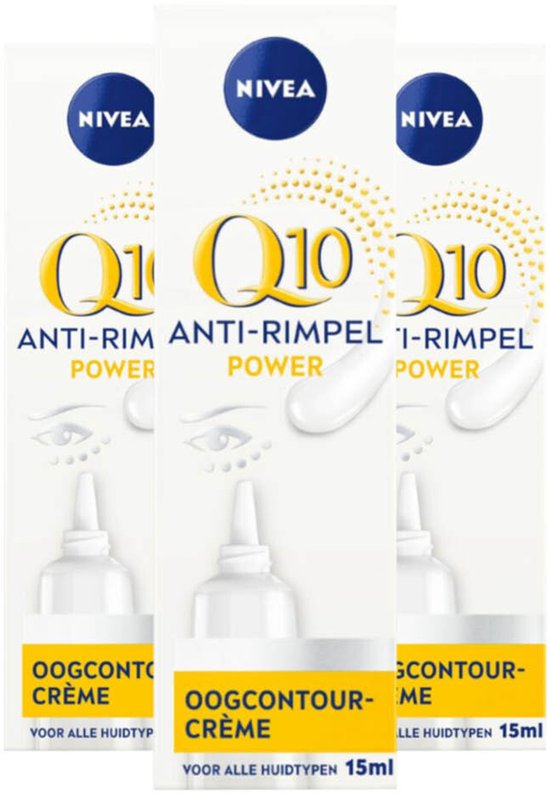 NIVEA Oogcontourcrème Q10 Anti-Rimpel - 3 x 15 ml - Voordeelverpakking