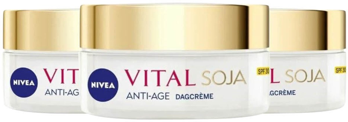 NIVEA Vital Soja Dagcrème Anti-Age SPF 15 - 3 x 50 ml - Voordeelverpakking