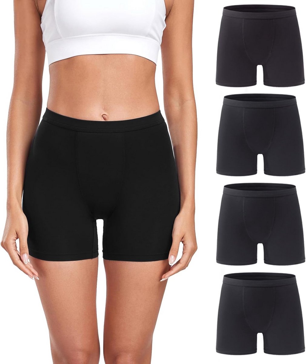 Dames modale jongensshorts - Zachte microvezel boxerslip, 4 stuks