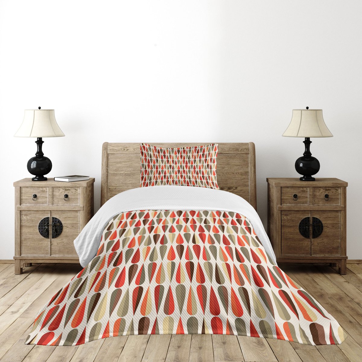ABAKUHAUS Geometrische bedsprei – 2-delige set 170x220 cm – Oranje Sepia