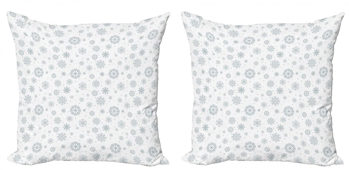 ABAKUHAUS Sneeuwvlok Kussenhoes Set – 2x50x50 cm – Dubbelzijdig print – Mikrofaser Wit Grijs