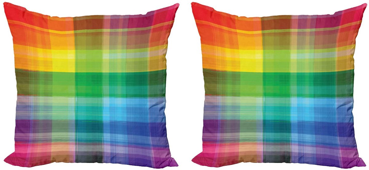 ABAKUHAUS Regenboog Kussenhoezen 2x50x50 – Dubbelzijdig – Multicolor Rot