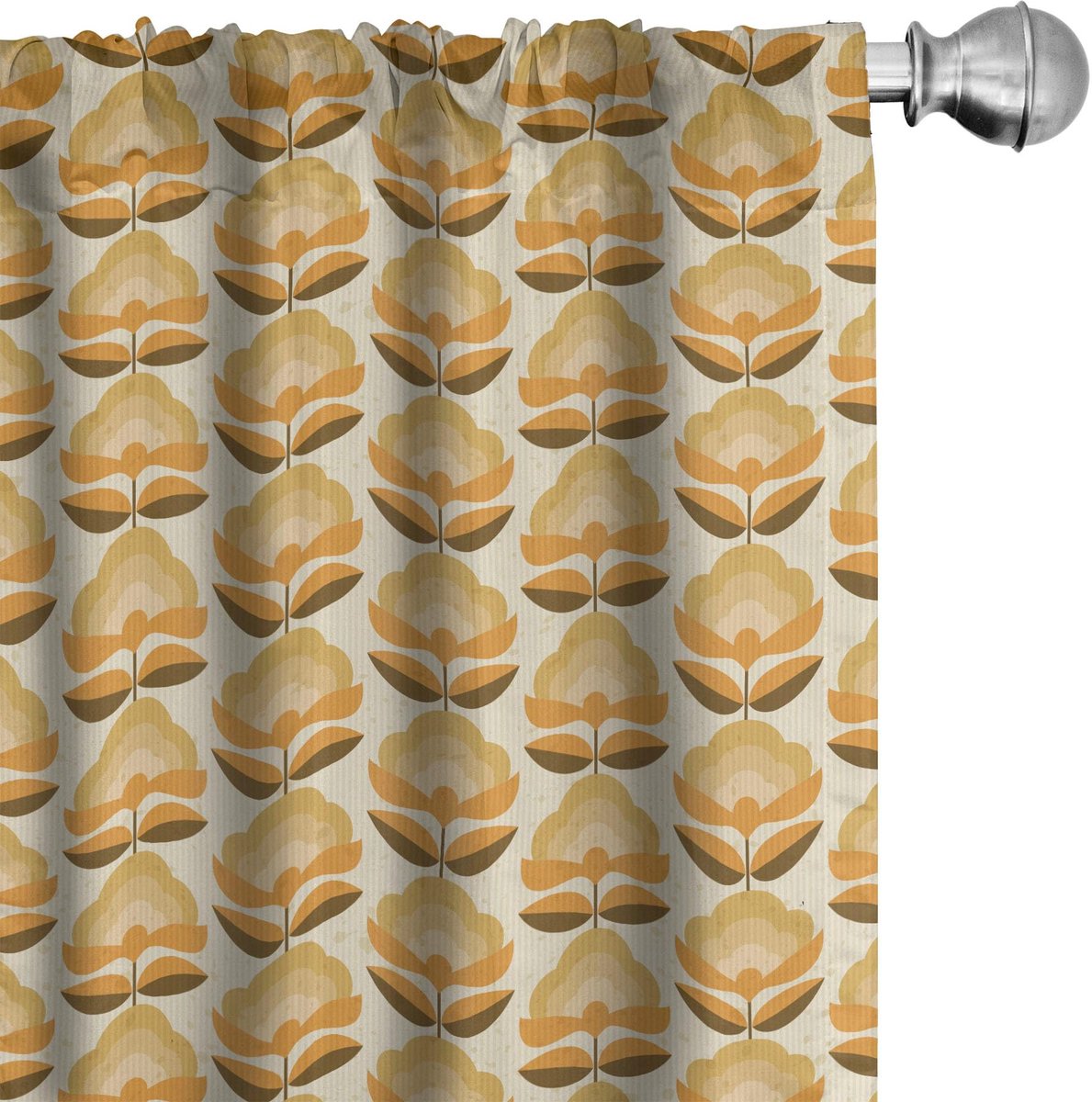 ABAKUHAUS Retro Gordijnen – 2x75x225 cm – Halfdonkerend, Donkergeel Dunkelgelb Fawn
