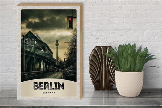 Holzschild Reise 30x40cm Berlin Deutschland Fernsehturm 90er