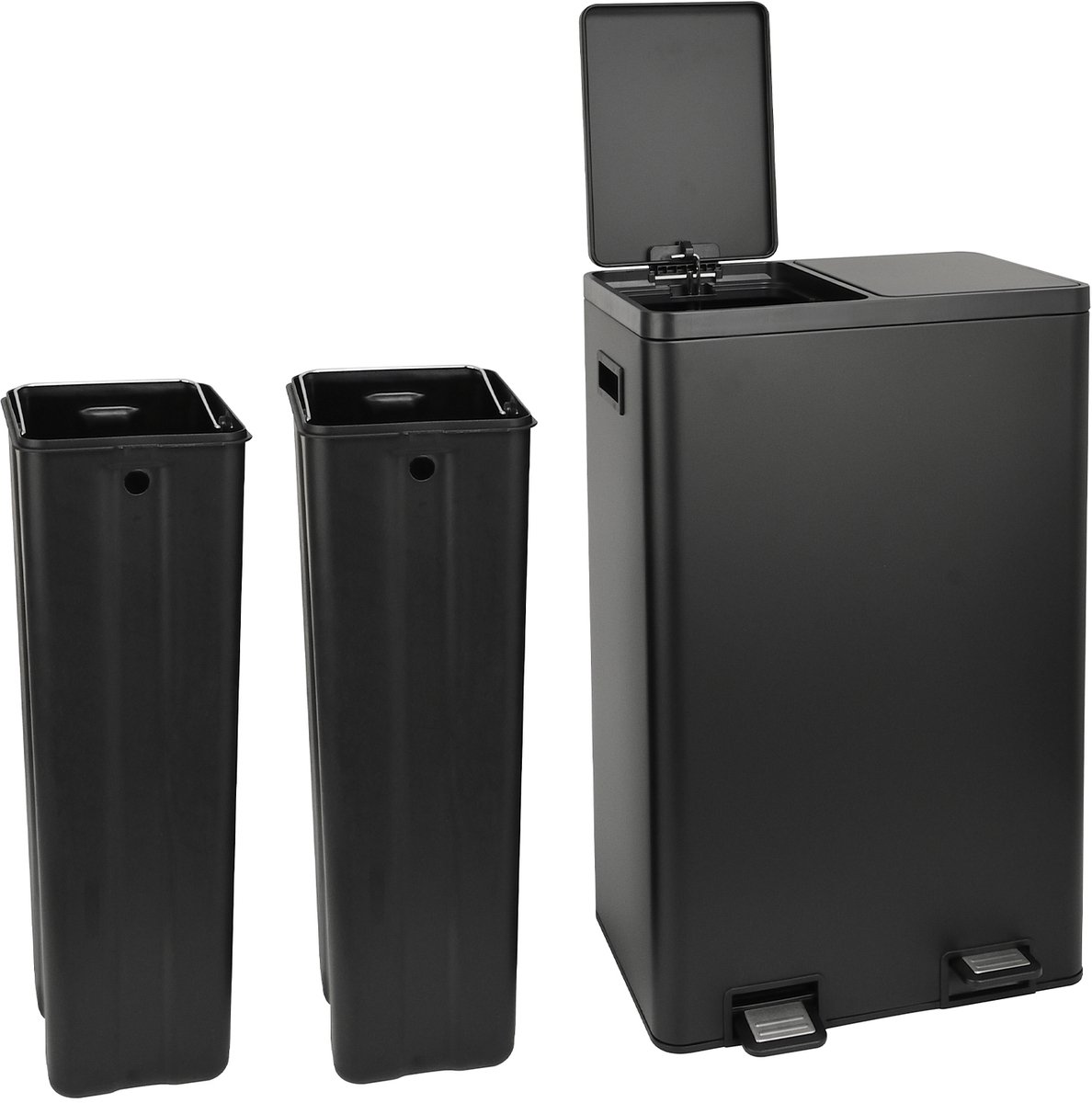 SVITA TMH2X30 Afvalbak 60L - Afvalscheidingssysteem 2 Compartimenten 2x30L Soft Close Zwart