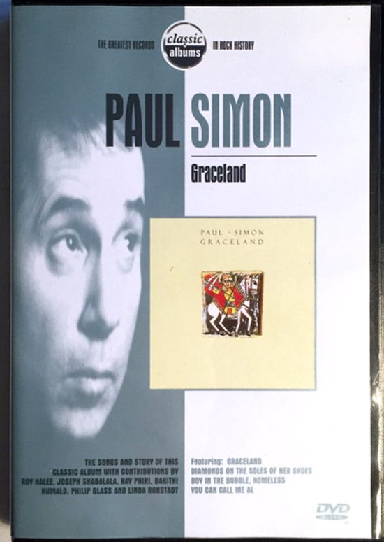 DVD hoes met Paul Simon's gezicht en 'Graceland' album artwork.