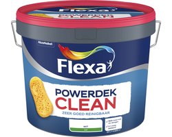 Flexa - Powerdek Clean - Wit - 10 Liter - 100m2 - Zeer goed reinigbaar - Blijft mooi mat na reinigen - Sneldrogend5x langer schoon*