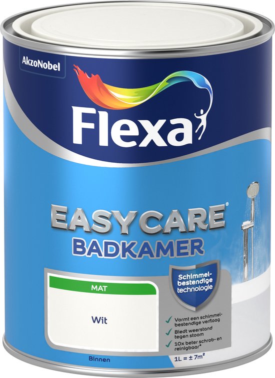Flexa - Easycare Badkamer Muurverf - Wit - 1 L