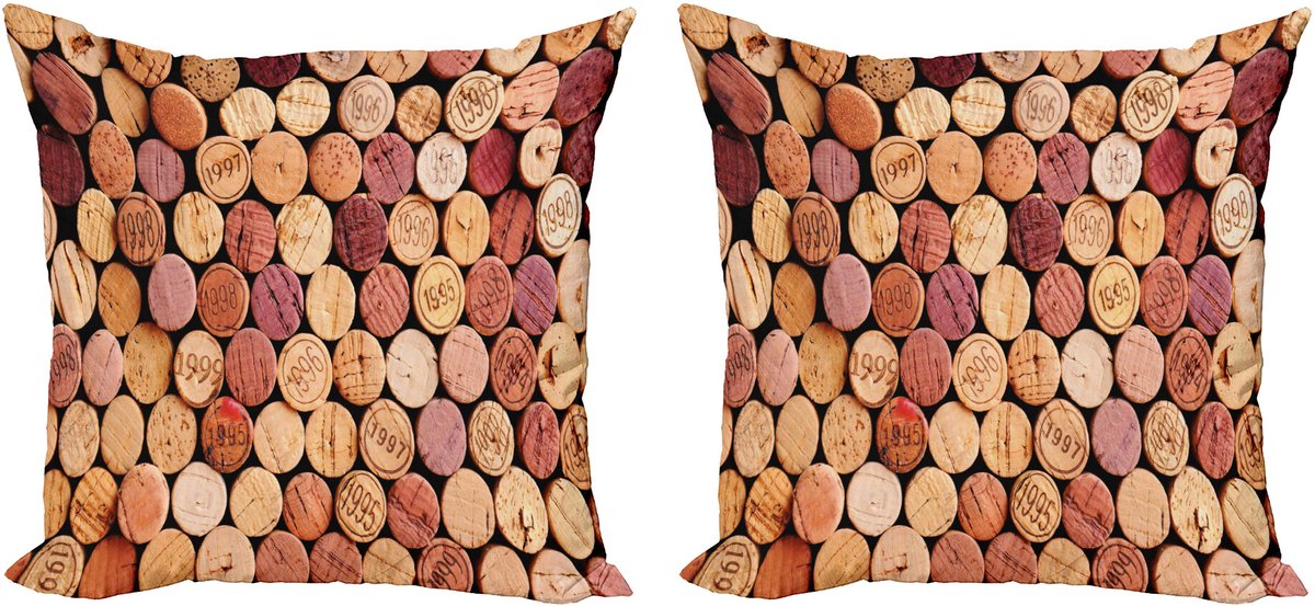 ABAKUHAUS Wijn Kussenhoes Set – 2x40x40 cm – Dubbelzijdig Print – Mosterd/Mauve Senf