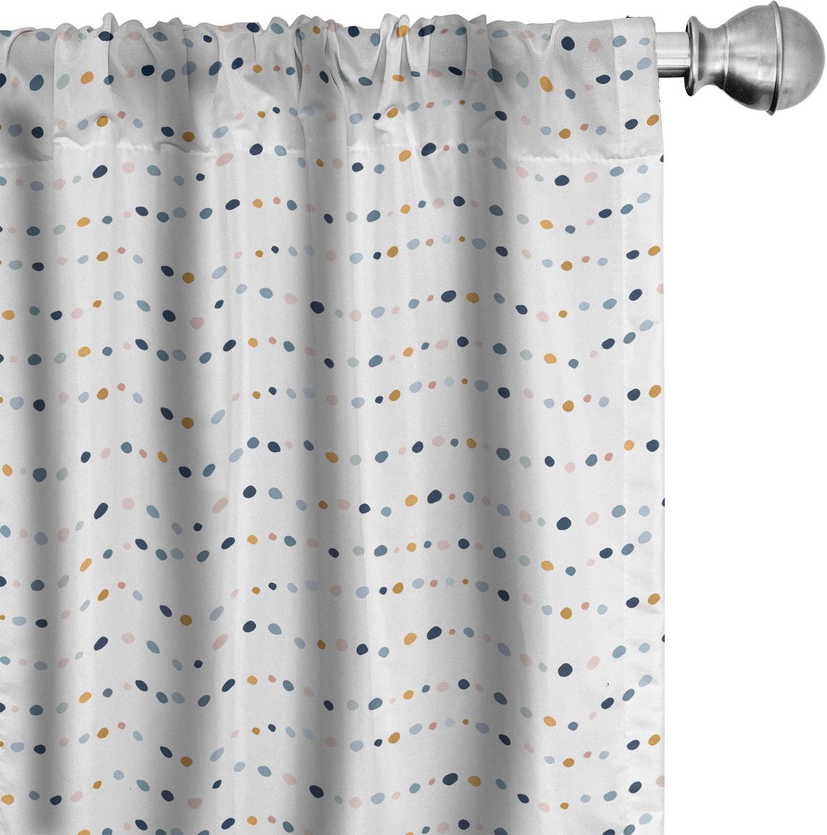 ABAKUHAUS Abstracte geometrie gordijnen – 2x75x245 cm – microvezel Wit Multicolor