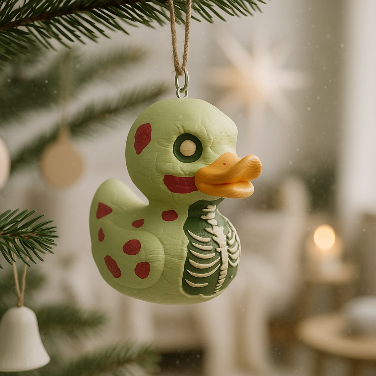 TheDuckSpecialist – Kleine Zombie Eend Kersthanger – 3D-geprint PLA Ornament – Festive Holiday Accent