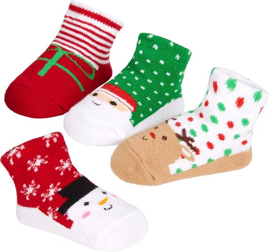 4 Pairs Baby Socks Set for Boys and Girls 0-12 Months - Cute Gift Box with Assorted Designs for Newborns — afbeelding 2