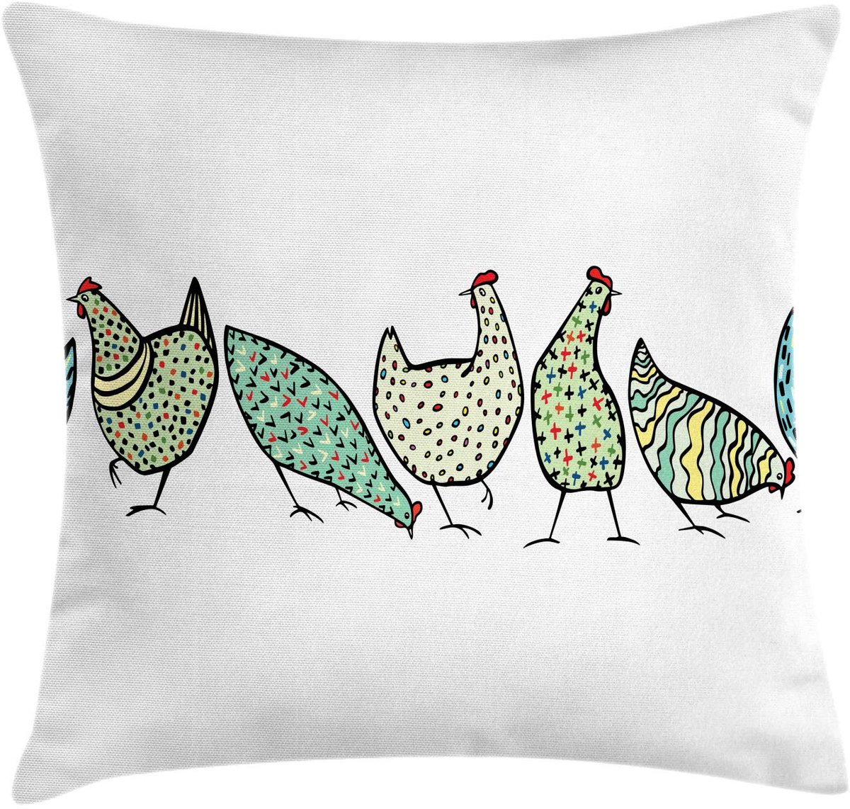 ABAKUHAUS Kip Kussenhoes – 40x40 cm – Dubbelzijdig bedrukt, helder groen/wit, rits Hellgrün