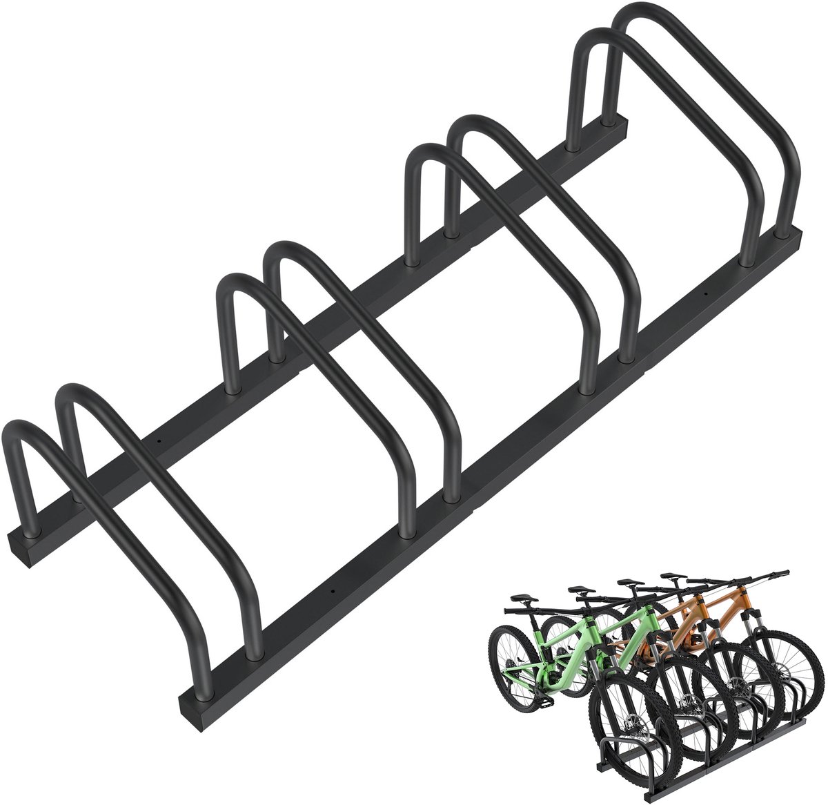 Professionele fietsstandaard voor 4 fietsen Metalen meerplaatsige standaard Fietsstandaard Fietshouder voor e-bikes en bakfietsen (37 cm afstand) voor bandenbreedte 30-65 mm Eenvoudige montage aan muur/vloer Zwart