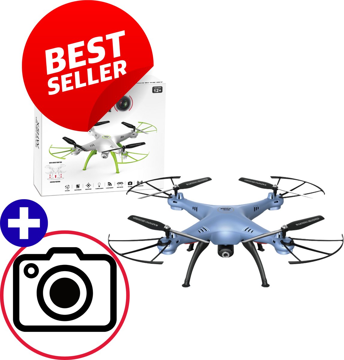 SYMA X5HW RC Drone Blauw Met Camera, 360° Rotatie, 2.4G Besturing, Smartphone Houder, Reserve Propellers, Hoverfunctie, Compact Formaat, Geschikt Voor Beginners & Gevorderden – Stabiel & Gebruiksvriendelijk – Complete QuadCopter Drone Set Met Cadeau