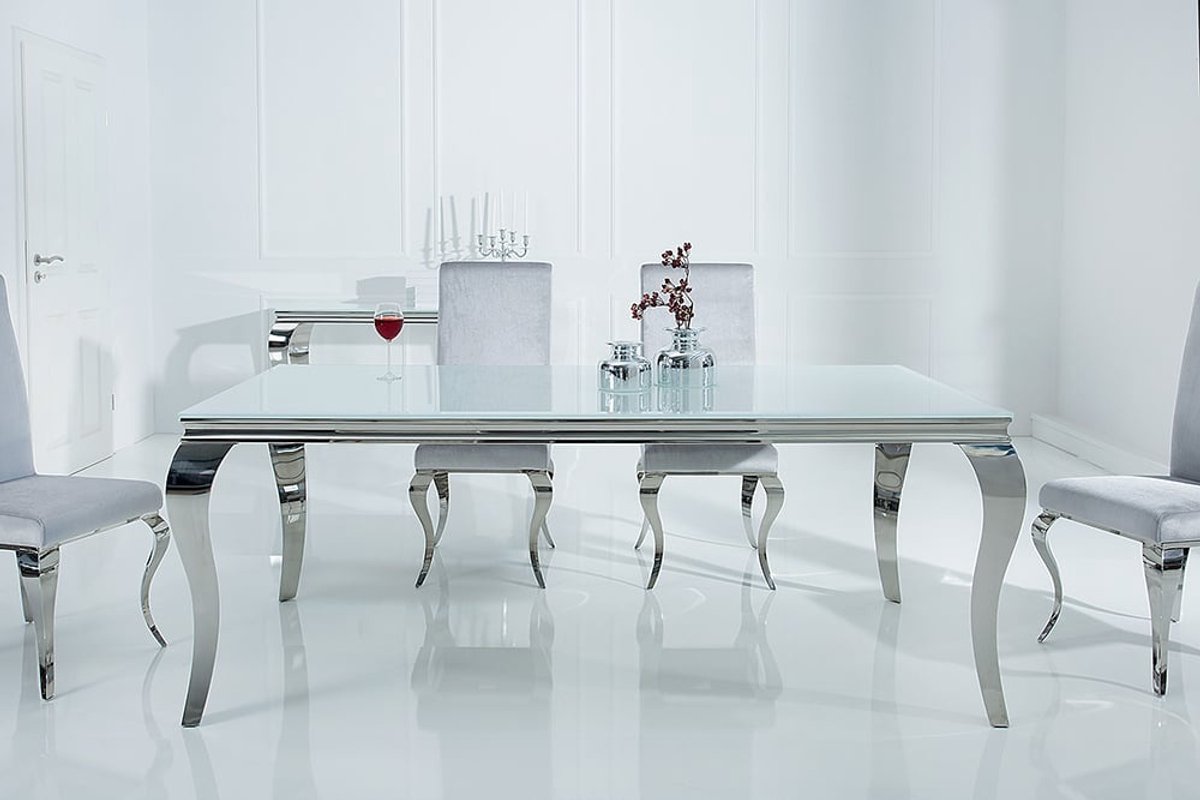 Invicta Interior Eettafel Modern Barok 180cm wit zilver/ 37903 - 6537903 Zie omschrijving
