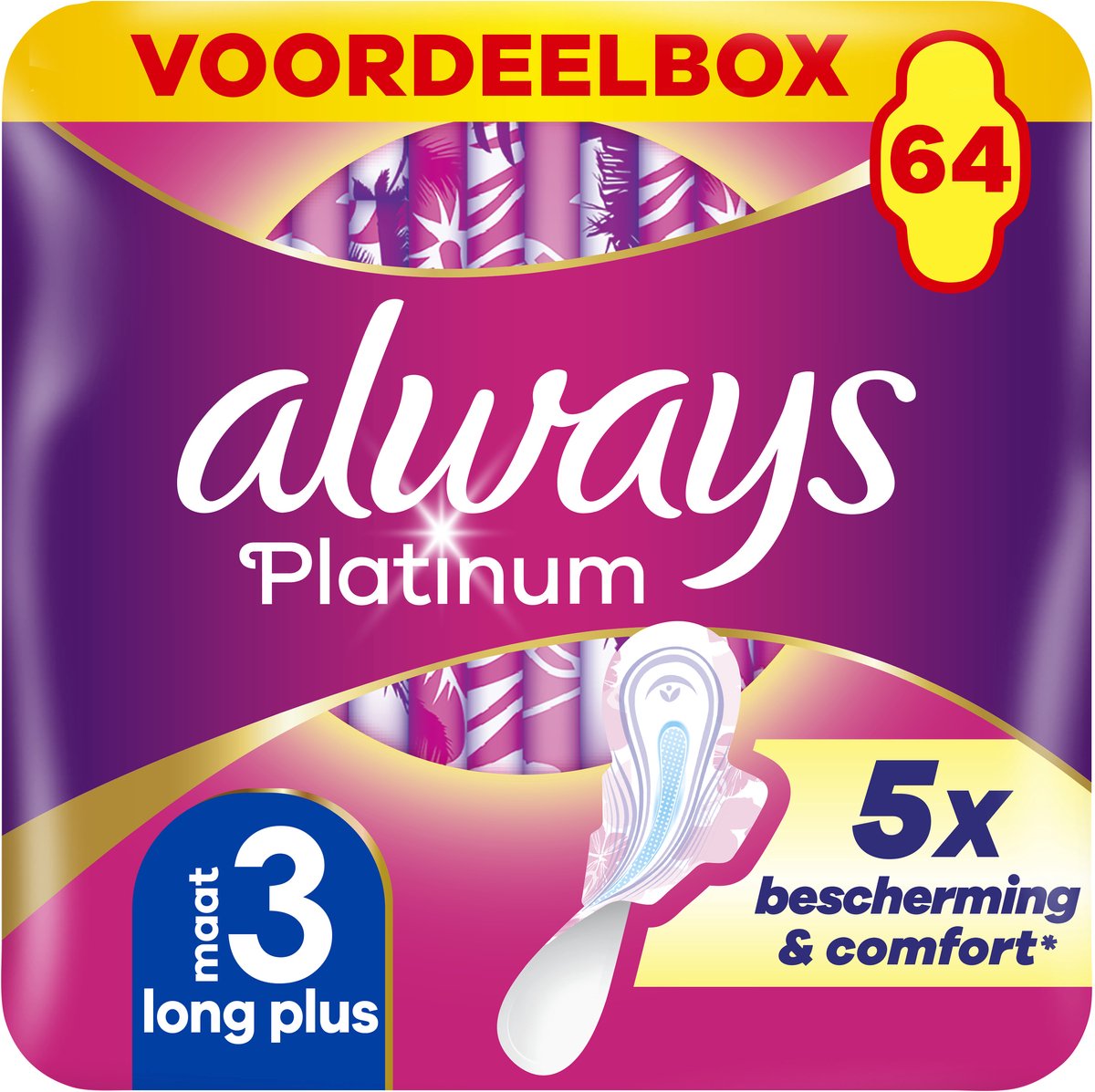 Bol.com Always Platinum Day & Night - maat 3 - Maandverband Met Vleugels - 64 stuks aanbieding