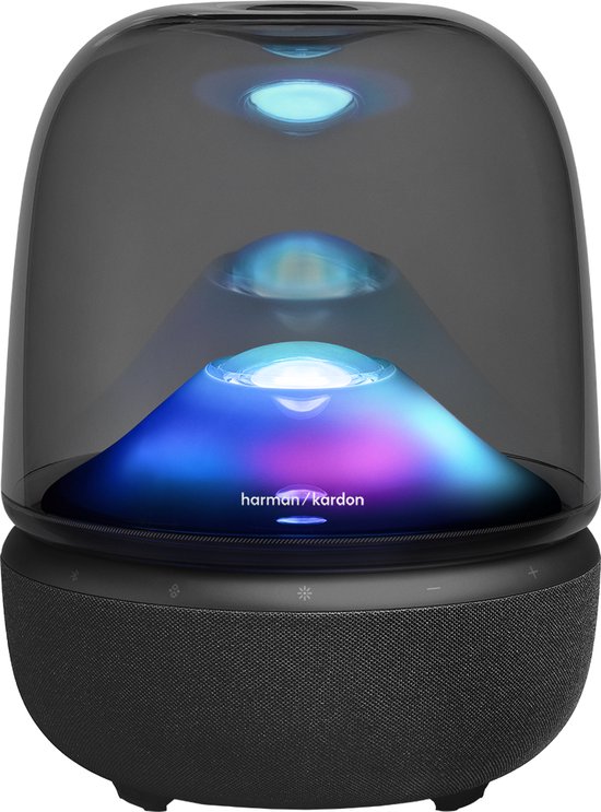 Bluetooth speaker Harman Kardon Aura Studio 5 met 360° geluid, diepe bas, ambient lighting en draadloos design zwart