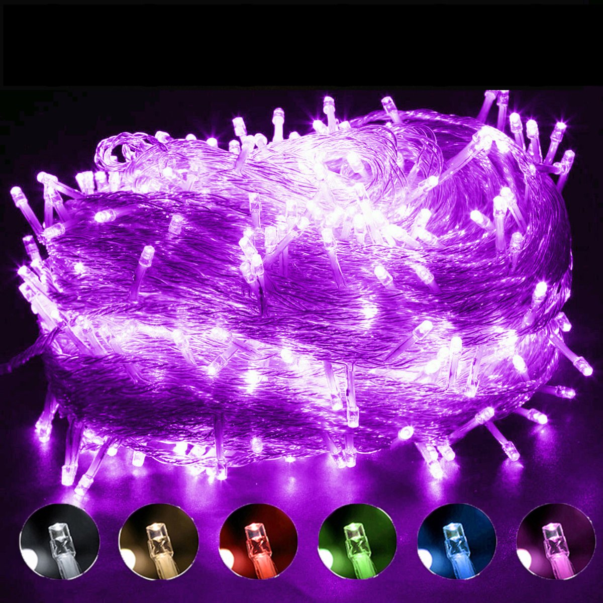 MUPOO Lichtsnoer Buiten en Binnen - IP44 100M 1000LEDs Paars licht -Fairy Light-auw licht -Fairy Light-8 Modes -Fairy Light-Kerstverlichting-Voor Buiten-Tuin-Schutting