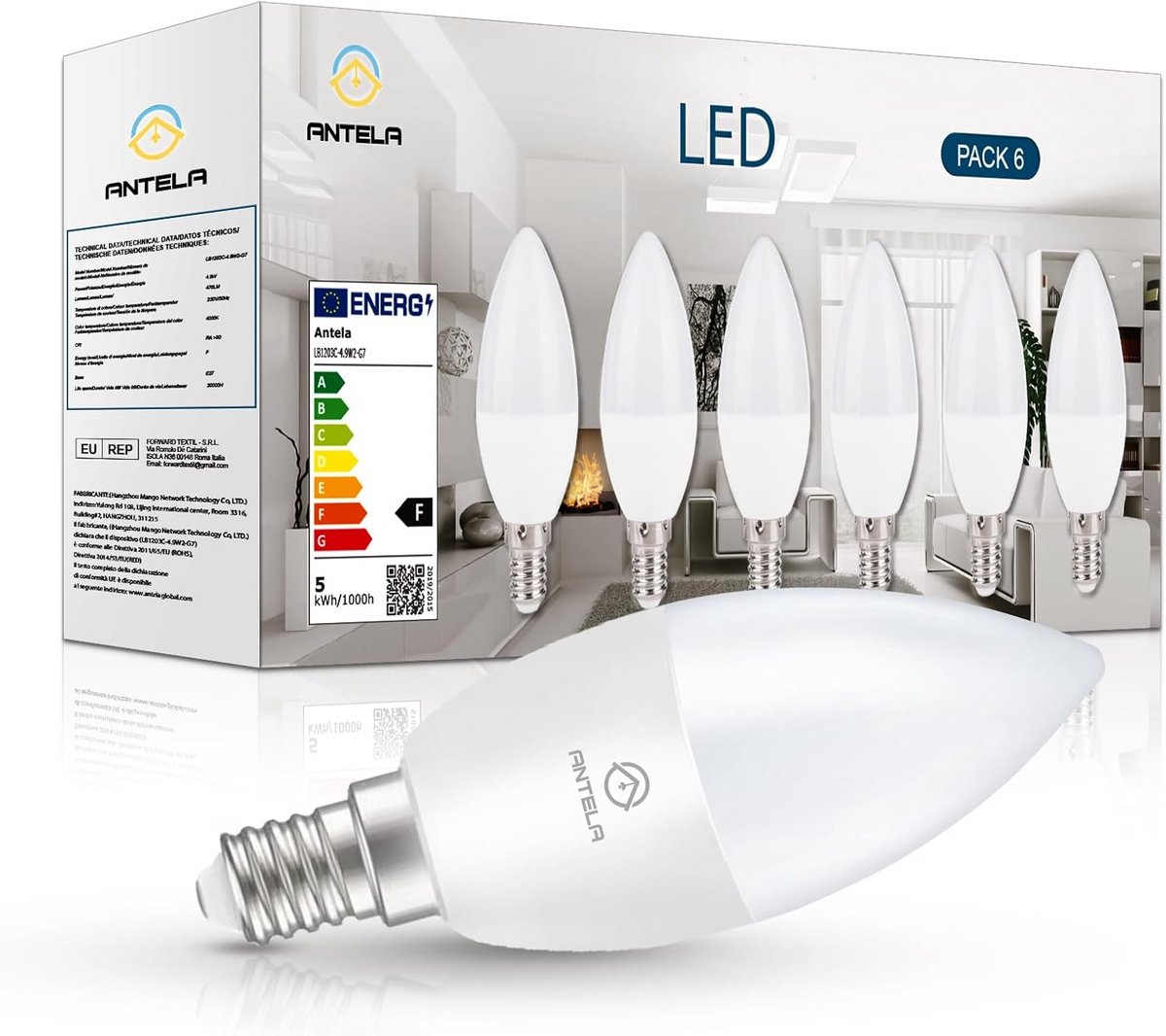 E14 LED Lampen 5W, 470LM, 4000K Natuurlijk Wit Licht - Set van 6 Stuks