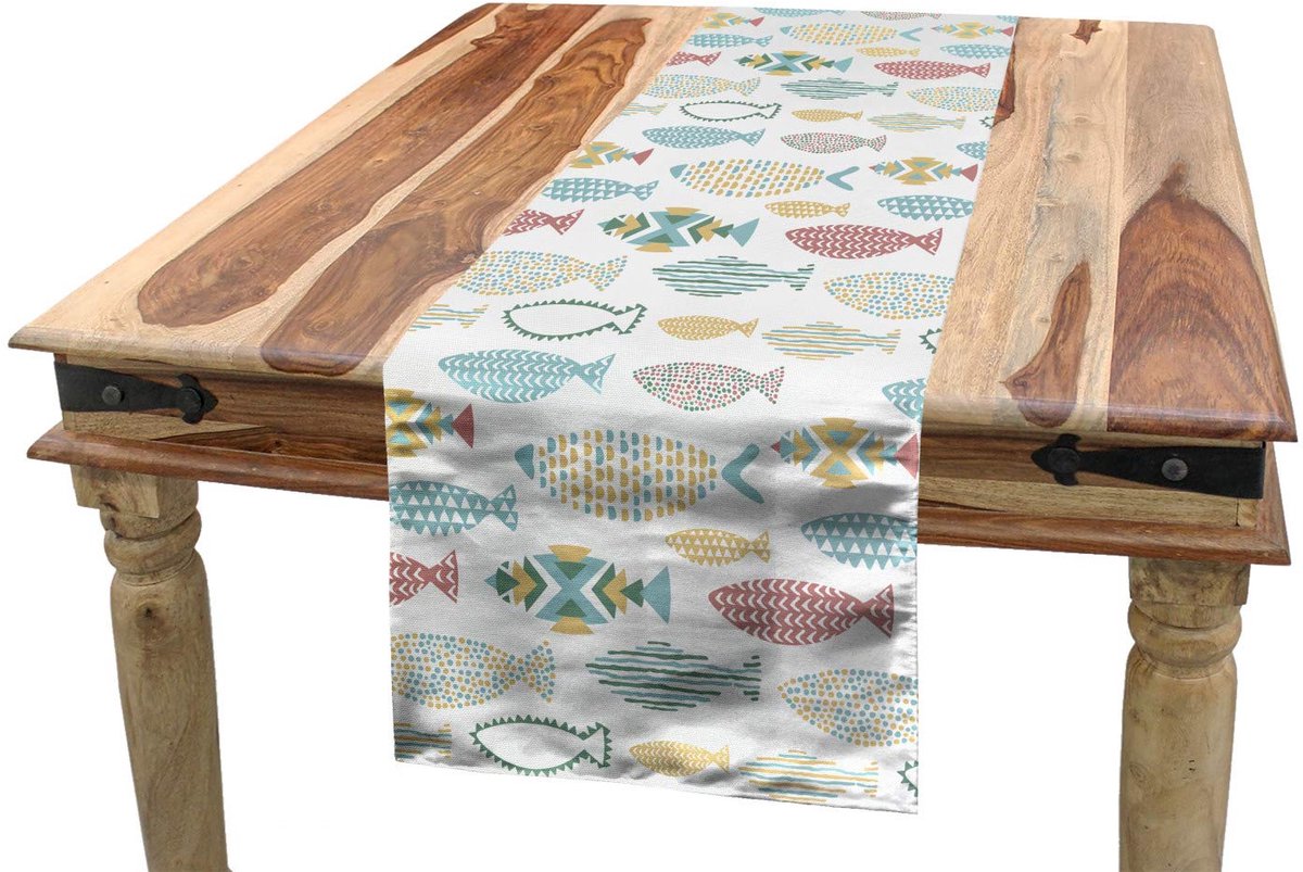 ABAKUHAUS vis-tafelloper – geometrisch – 40×180 cm – veelkleurig