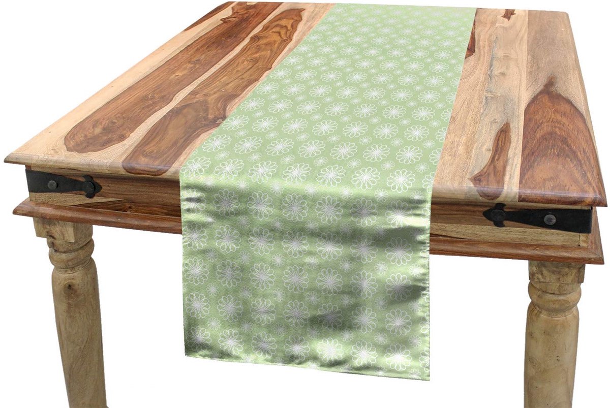 ABAKUHAUS Tafelrunner – Pistachegroen/Wit – geometrisch, 40x225 cm