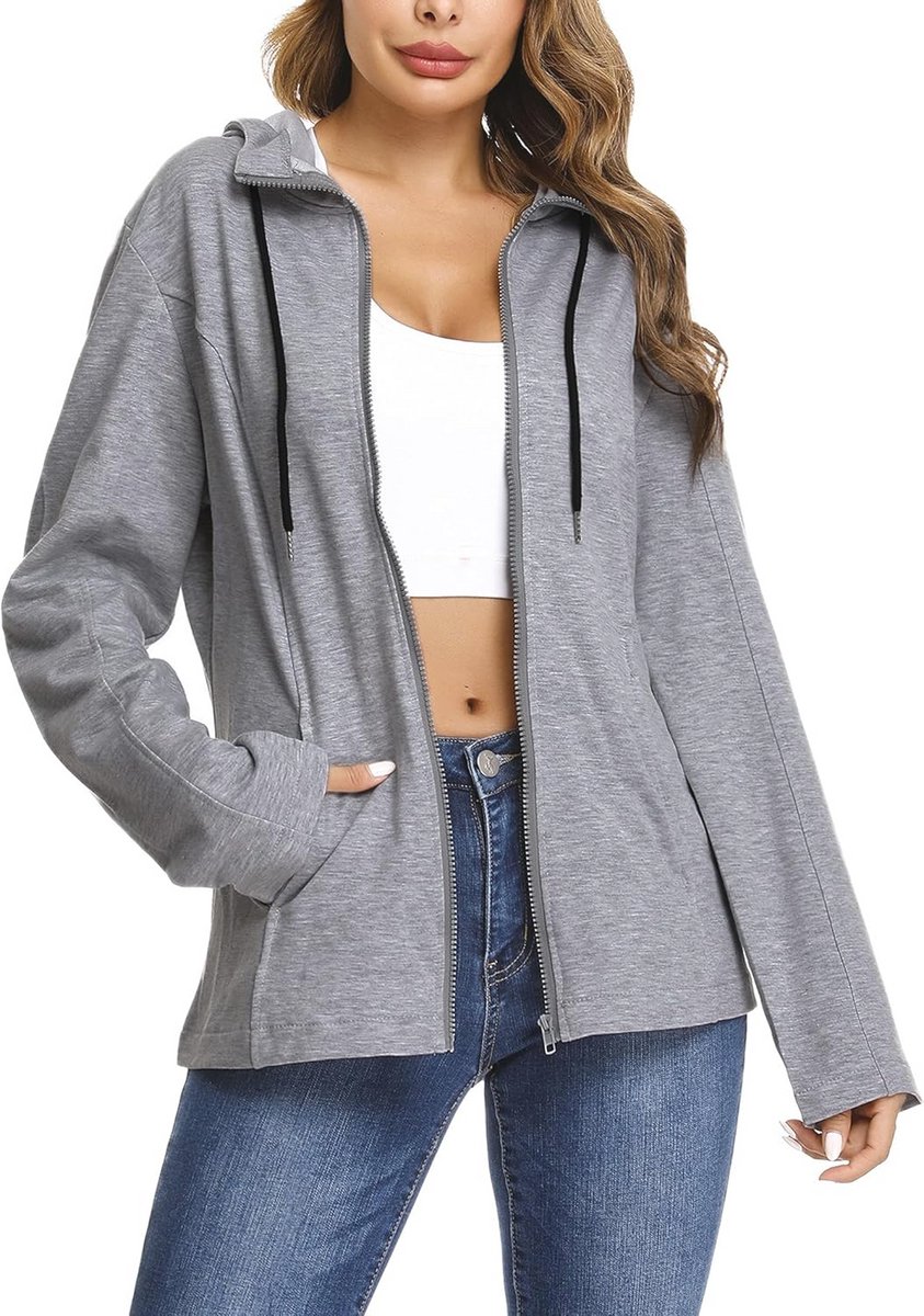 Hoodie met rits en lange mouwen voor dames – comfortabele en stijlvolle sporttop