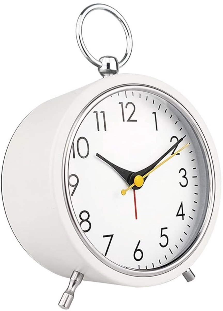 longziming -Vintage Wekker – Analoge Wekker – Stil Uurwerk – Helder Afleesbaar – Compact Formaat – Klassiek Ontwerp – Wit