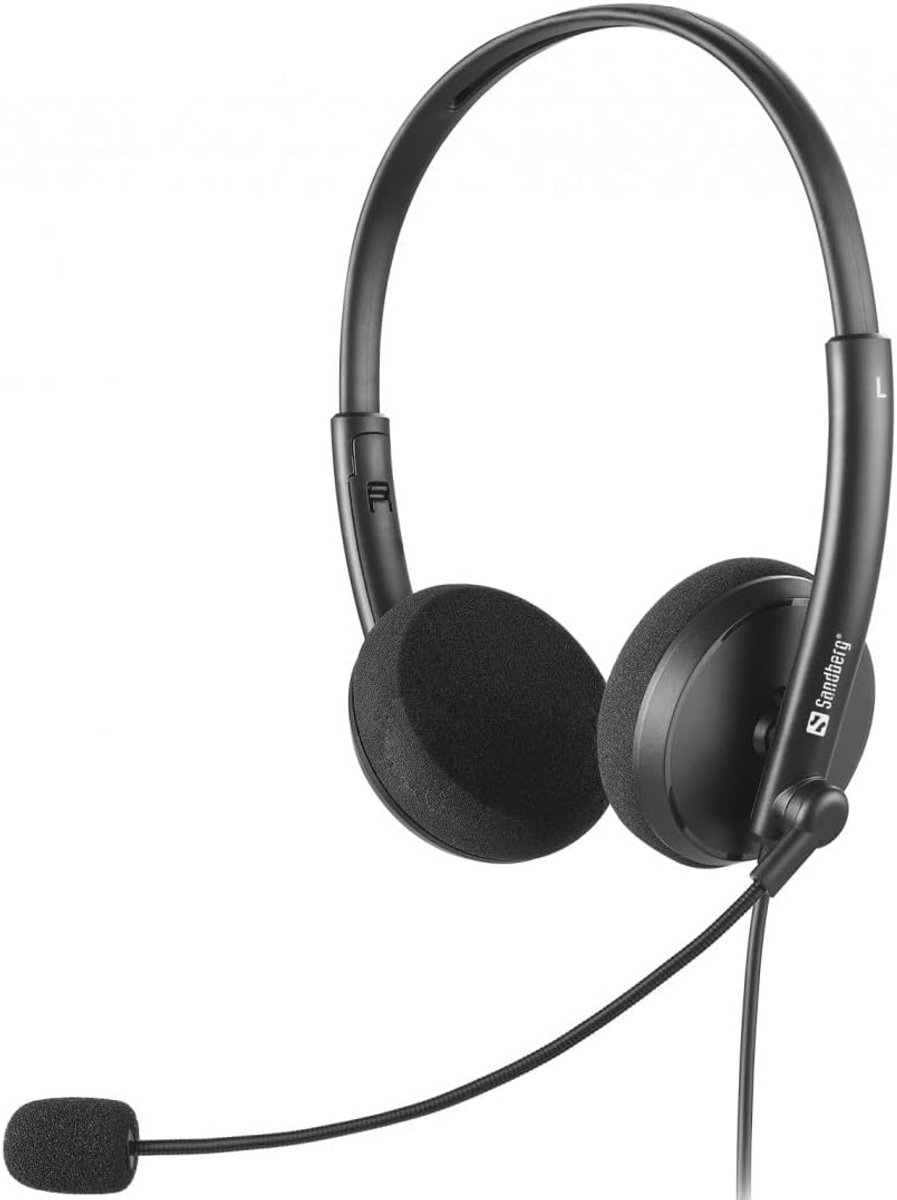 MiniJack Office Headset - Binauraal Headset voor Kantoor en Call Center, 1,5 m, Zwart