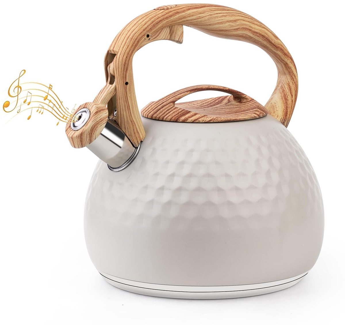 Kraftverdia Fluitketel 3L - RVS Waterketel met Fluitje - Voor Alle Warmtebronnen - Beige
