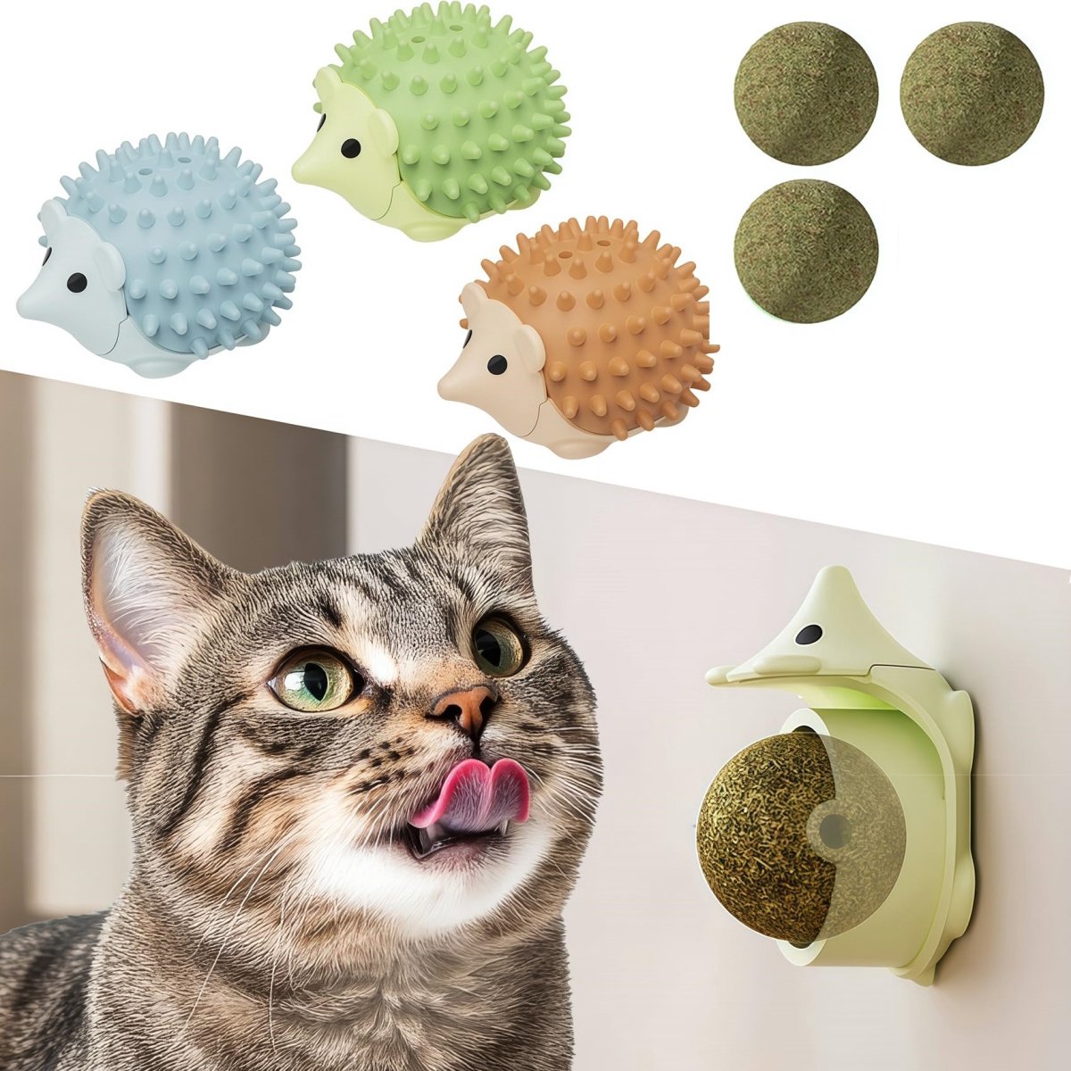 3 stuks - Kattenspeeltjes - Speelgoed voor dieren - Kattenkruidballen - Krabben en kauwen - Navulbare ballen - Tanden reinigen - Speeltjes voor binnenkatten - Diverse kleuren