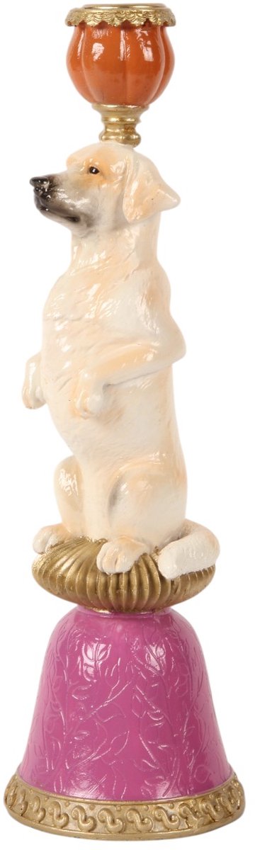 Baroque Kandelaar - Kandelaar Hond 9 cm - Multi - Resin - 28.5x9x9 - Polyresin Mixed