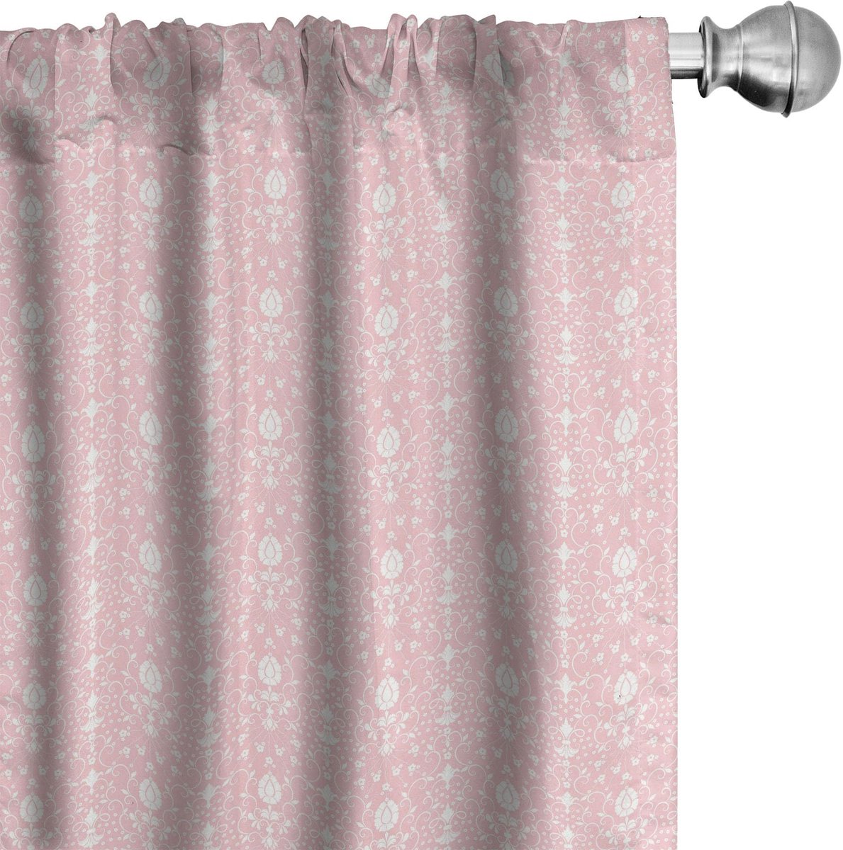 ABAKUHAUS Gordijnen – 2-delige set 75x175 cm – Microvezel, halfverduisterend, lichtroze/wit Hellroze
