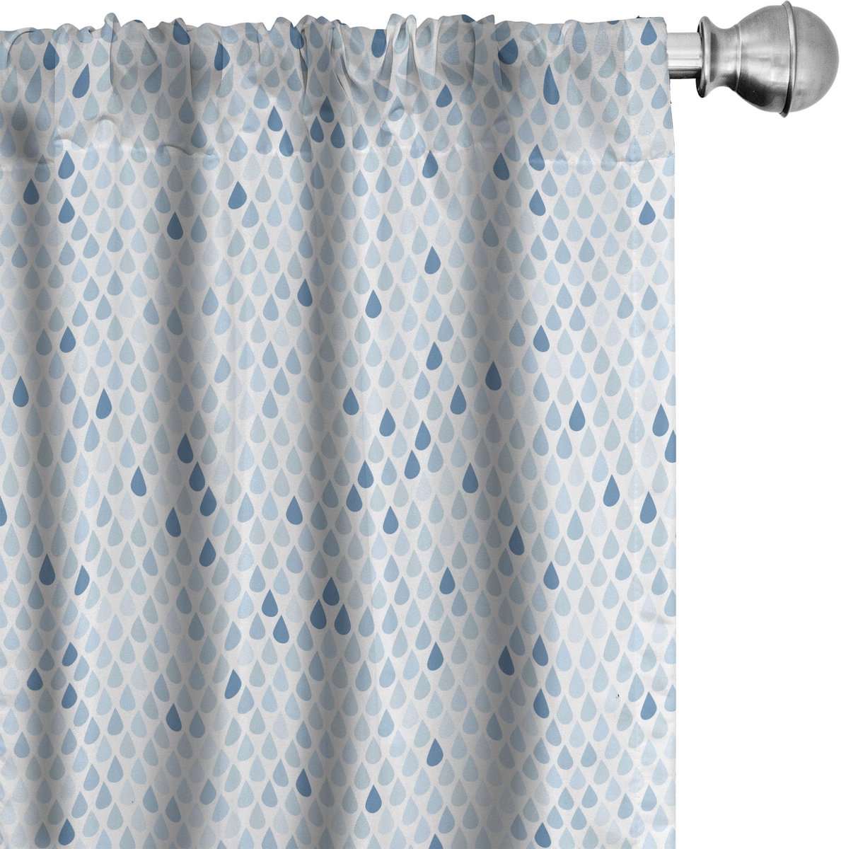 ABAKUHAUS Blauw/Wit Voorhangen – 2x75x245 cm – Microvezel – Halfschaduw Hellblauw