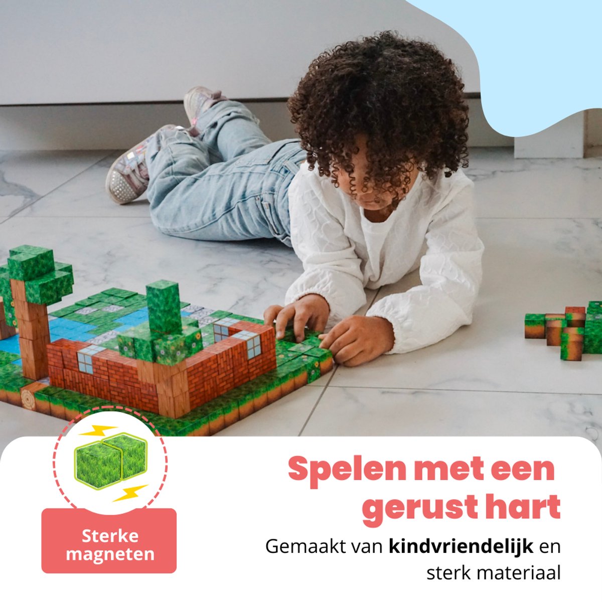 TilesMinds® - Magnetische blokken - 104 stuks - Magnetic cubes - Magnetisch bouwspeelgoed - Magnetisch speelgoed - Magnetic tiles - Magneten speelgoed - Montessori speelgoed - Educatief speelgoed - Magnetische bouwstenen - Craft je eigen wereld — cadeau in Spellen & Speelgoed - foto 3