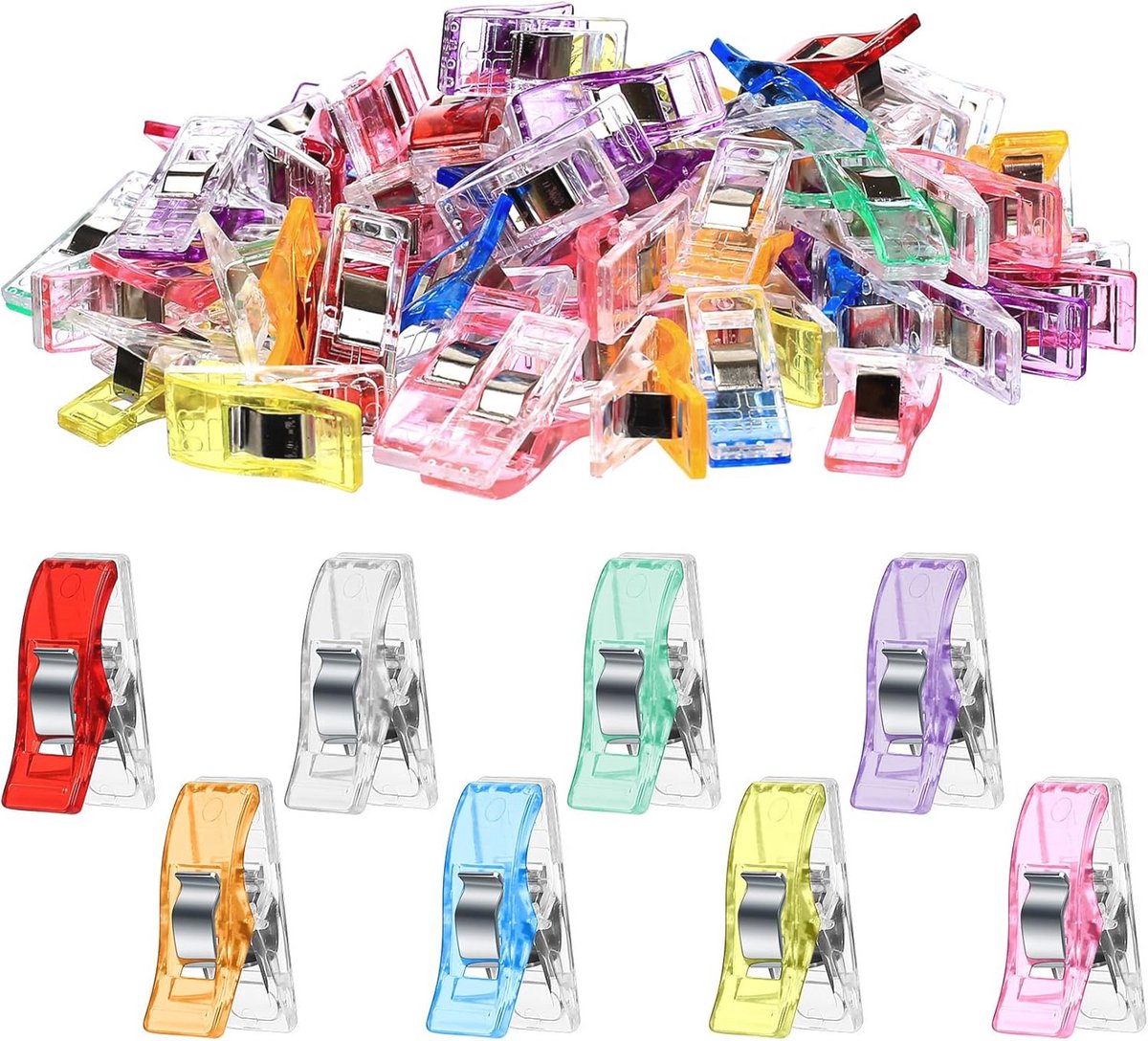 Naaiklemmen set van 130 - Veelkleurige kunststof clips voor naaien, quilt en haken