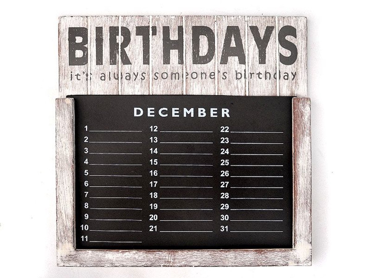 Verjaardagskalender 30x30cm antique white