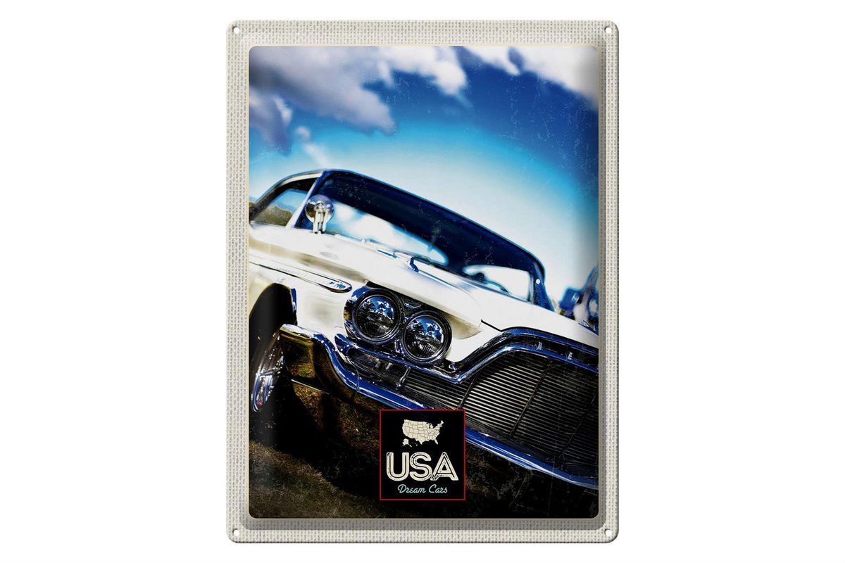 Blechschild Reise 30x40cm Amerika Oldtimer 90er Silber Urlaub