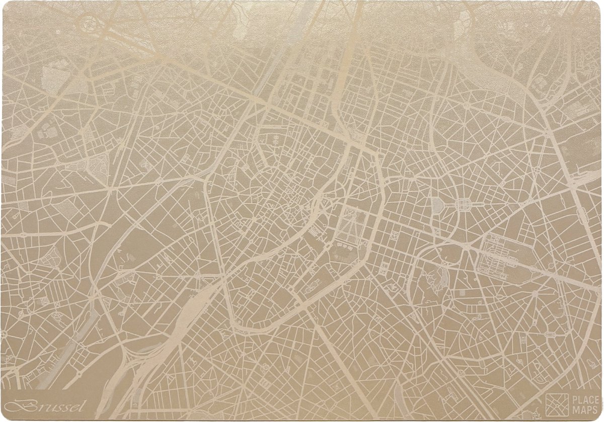 Place Maps Gegraveerde Kunstlederen Placemat Brussel Champagne 1 stuk