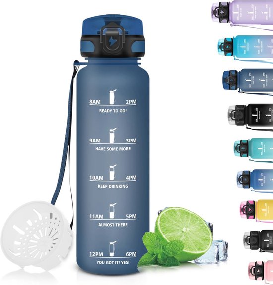 Drinkfles voor kinderen, 0,5 liter, waterfles met rietje, motiverende Drinkfles voor kinderen, 0,5 liter, waterfles met rietje, motiverende