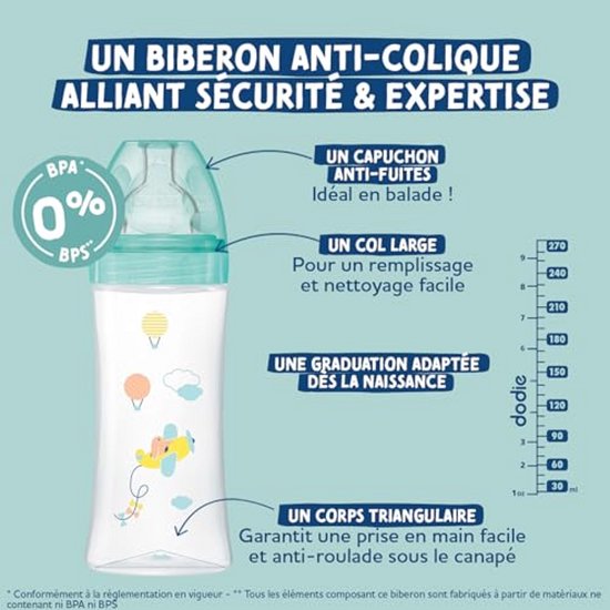 Anti-kolic glazen fles 150 ml voor 0-6 maanden met platte zuiger — afbeelding 5